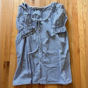 Bees and Bones Gallipoli Blue/White Gingham Puff Sleeve Sundress